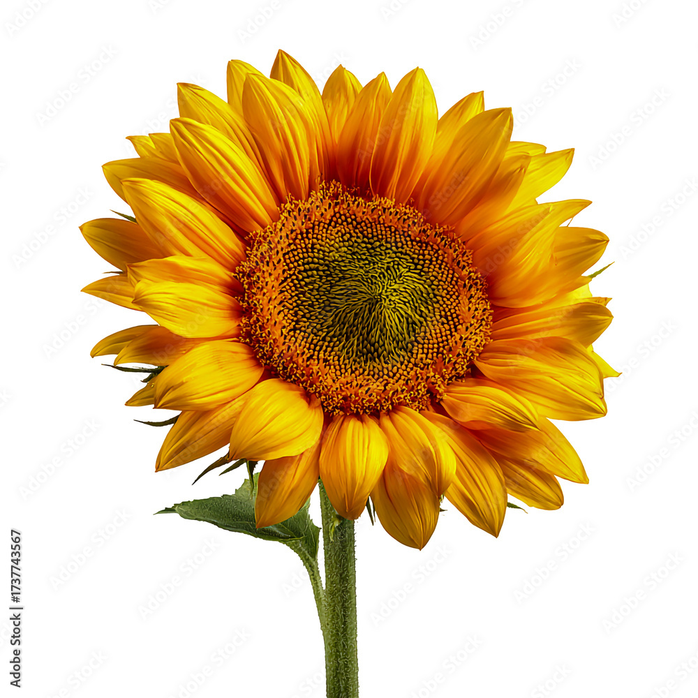 Fototapeta premium Vibrant yellow sunflower in full bloom against a stark black background