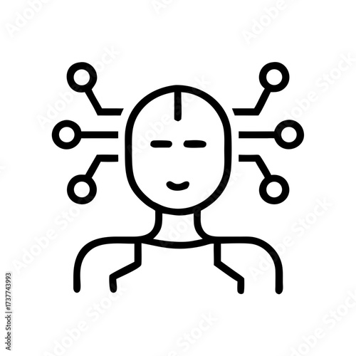 Abstract illustration of a humanoid robot with neural connections  