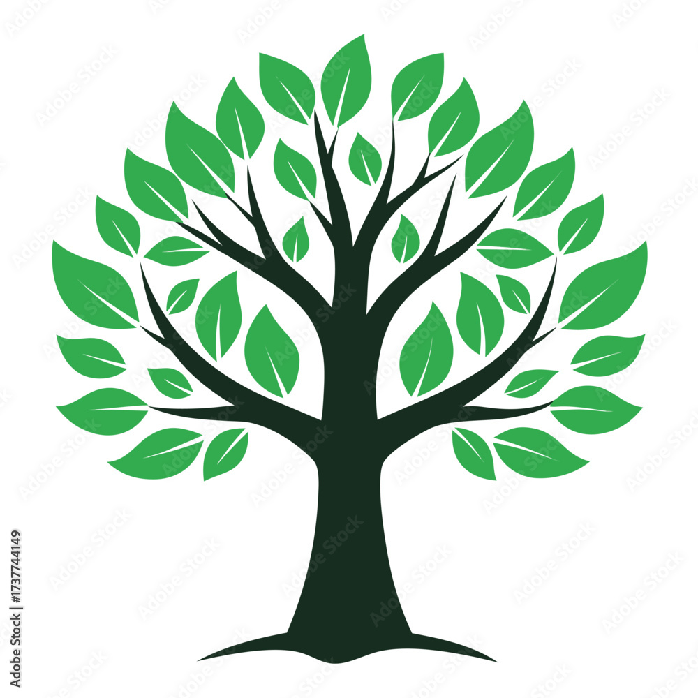 Obraz premium Leafy Green Tree Icon Vector Illustration for Nature, Eco Design, Environmental Concept, and Ecology Symbol