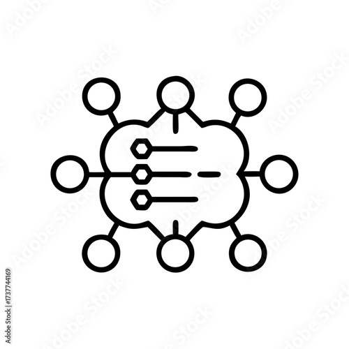 Neural network schematic diagram with interconnected nodes and lines  