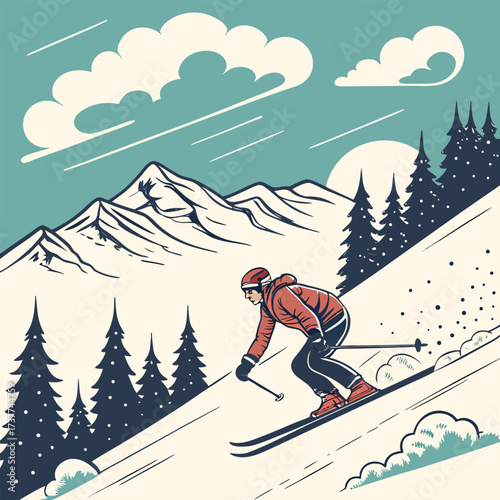 skiing on the mountain