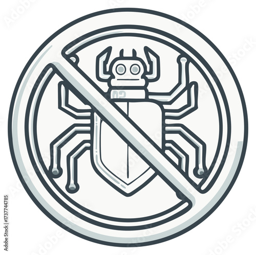 No bugs allowed computer virus cybersecurity protection symbol