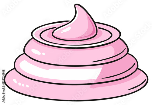 Pink Frosting Swirls Cartoon Illustration Sweet Treat Dessert Decoration Isolated Image