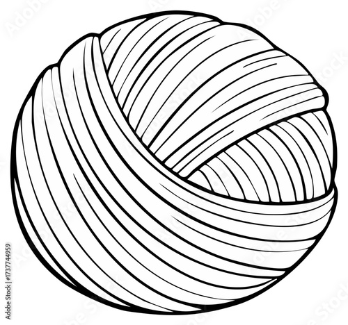 Handcrafted Ball of Yarn Illustration Detailed Texture Abstract Design
