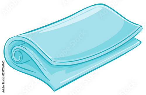 Light Blue Fabric Folded Sheet Material with Gentle Curves and Swirls