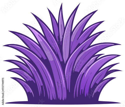 Purple Grass Bush Illustration