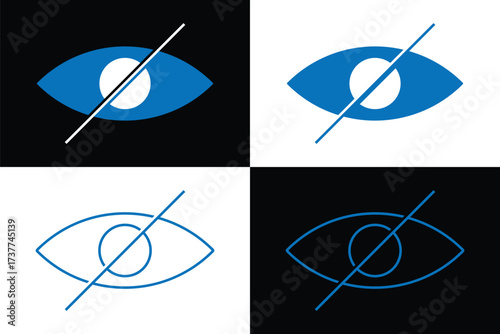Eye crossed icon. Simple element illustration. outline and flat symbol design. Blind icons basic simple design. eye hide icon, incognito icon no eye view hidden icon set. vision icon, see view icons 
