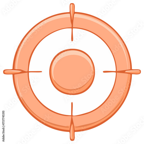 Shiny orange target reticle with crosshairs for aiming and focus concepts