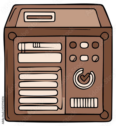 Isolated portable generator with electrical outlets, power indicator, hand drawn
