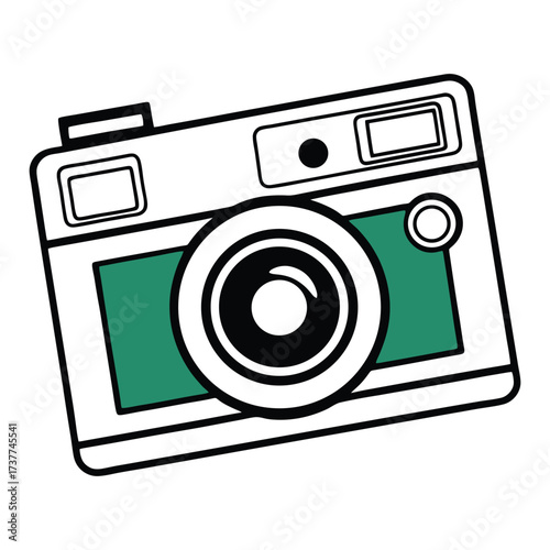 Modern photography icon stylized camera device for creative visual media and digital capture 