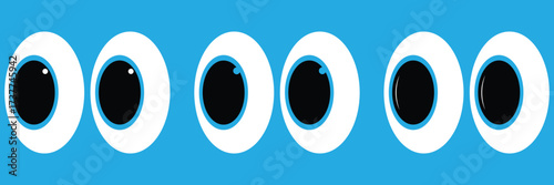 MBig eyes icon, look or glance sign, eye expression. Eyes cartoon icon. black and white, outline. Isolated vector sign symbol. Cartoon Doodle Emoticon Kawaii Faces and Eyes Icon Logo Collection. Emoji
