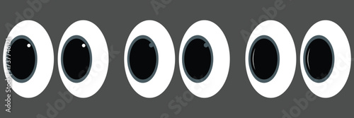 MBig eyes icon, look or glance sign, eye expression. Eyes cartoon icon. black and white, outline. Isolated vector sign symbol. Cartoon Doodle Emoticon Kawaii Faces and Eyes Icon Logo Collection. Emoji