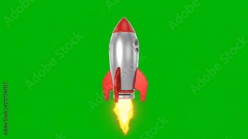 Animated rocket on green screen for digital projects