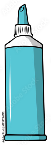 Cartoon turquoise squeeze tube with dispensing nozzle for product packaging or health and beauty cream container