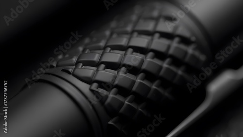 Closeup of black rubberized texture with geometric pattern