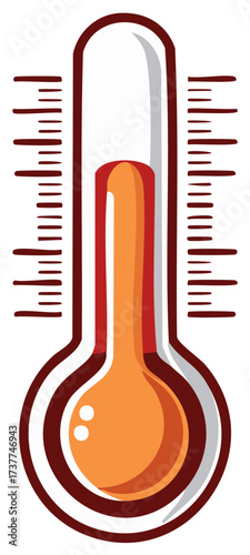 Stylized thermometer showing a moderate reading with clear markings for temperature measurement
