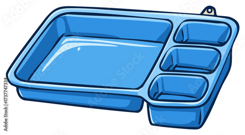 Blue Cartoon Bento Box with Several Compartments for Diverse Food Options and Healthy Meal Planning, Ideal for School Lunches