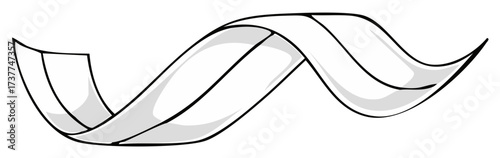 Waving Decorative Paper Ribbon: Abstract Ribbon Graphic, Ribbon Curve Element, Simple Flat Design with Shaded Area