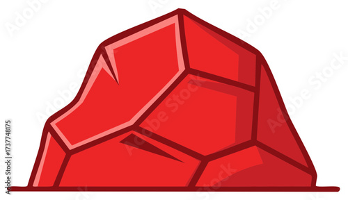 Stylized Red Rock Boulder Formation: Simple Polygon Design Illustration