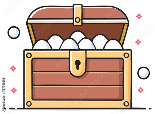 Valuable Nest Egg Concept with Cartoon Treasure Chest Full of Eggs
