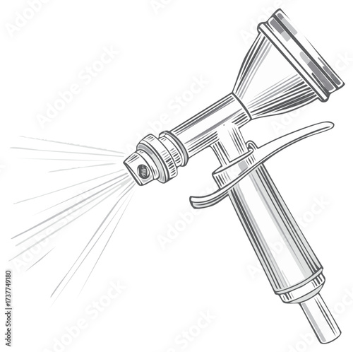 Retro Spray Gun Engraved Illustration, Graphic, Vector