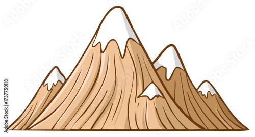 Mountain Peaks Panorama with Snow Caps Illustration of a Mountain Range Adventure Travel Outdoor Scenery