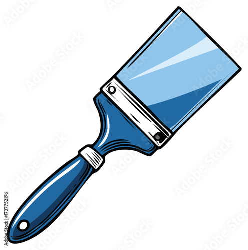 Isolated blue putty knife scraper tool comic style vector illustration