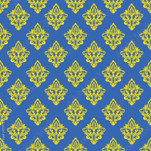 Deep blue backdrop accented by vivid yellow elements in a precise, orderly arrangement, delivering a sense of luxury and energy through bold color contrast.
