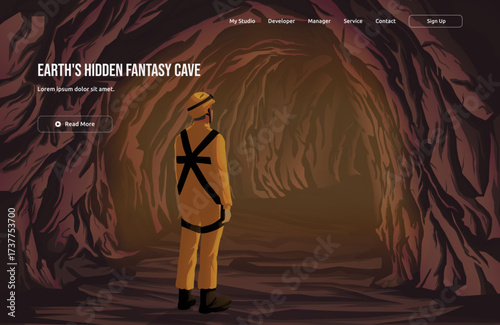 Earth's Hidden Fantasy Cave vector illustration with abstract nature elements, including lifestyle, character, and background. Ideal for sport, hobby, and landscape content.