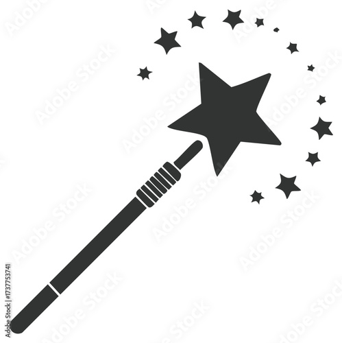 Black Magic Wand with Star Shapes Design Creates a Whimsical and Enchanted Atmosphere