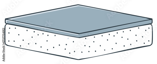 Modern stylized vector illustration of a comfortable mattress for sleep and relaxation