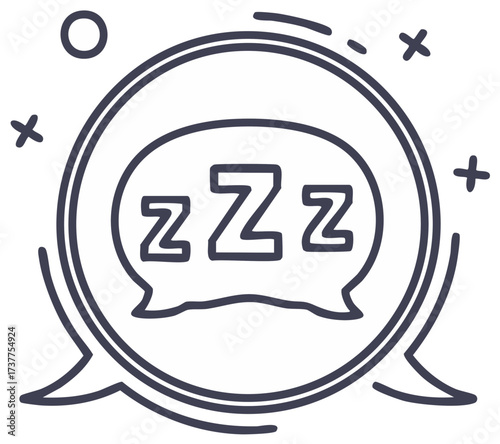 Sleep bubble icon with zzz letters for rest and relaxation
