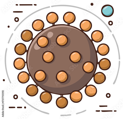 Brown Virus Structure with Round Projections and Orbiting Elements Disease Microbiology