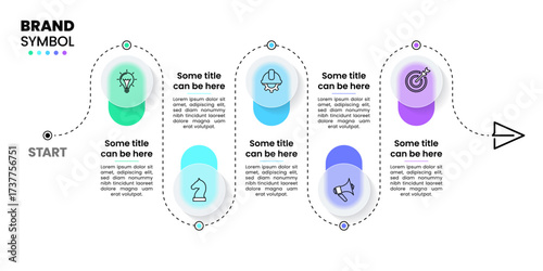 Infographic template. Line with circles and 5 steps