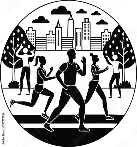 An illustration of a woman and a child shopping in the city with money for