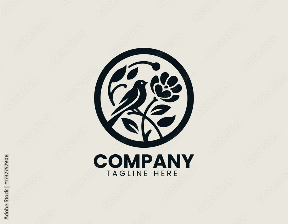 Fototapeta premium Flower Bird Circle vector logo illustration