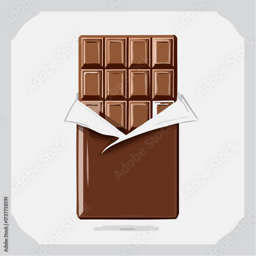 Tablette de chocolat, emballage ouvert, isolé, gourmandise