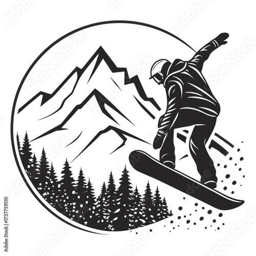 snowboarder jumping in the mountains