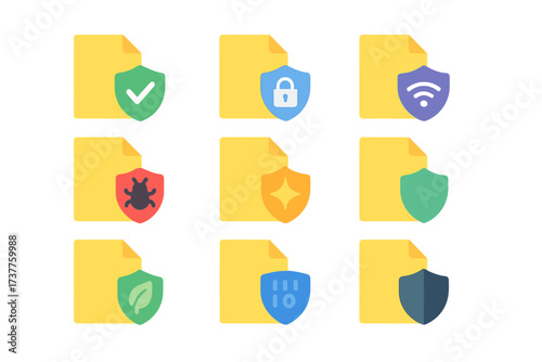 Security silhouette icon set. featuring antivirus, shield, lock, encryption, network, firewall, privacy, protection icons