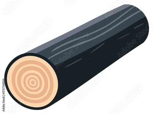 Illustration of a wood log cut with wood rings and dark gray exterior.