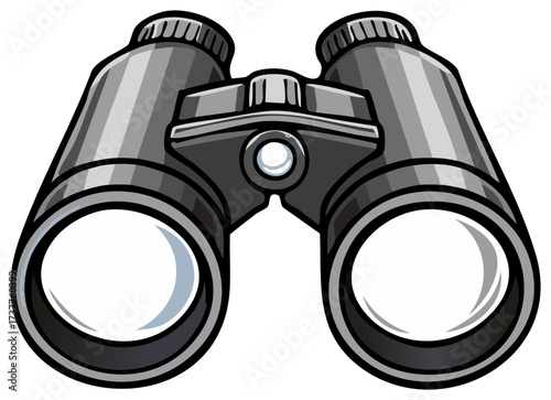 Isolated cartoon illustration of gray binoculars for watching, searching, and exploring