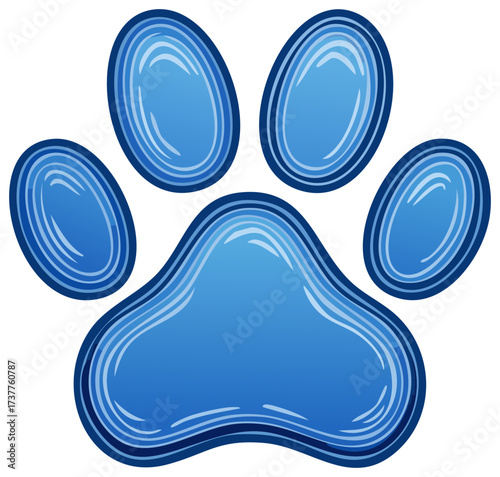 Stylized Blue Paw Print Animal Footprint Graphic Element Vector Illustration