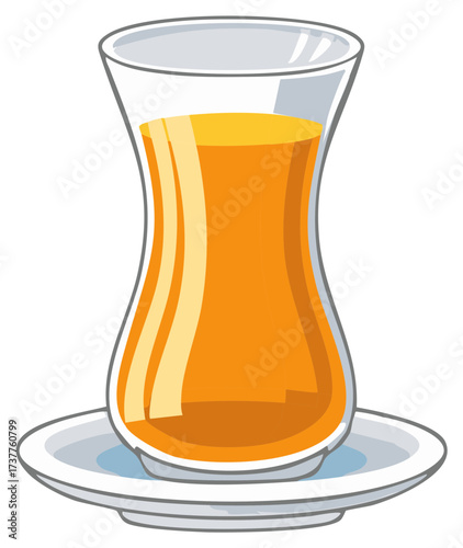 Traditional Turkish tea served in a classic tulip shaped glass vector illustration