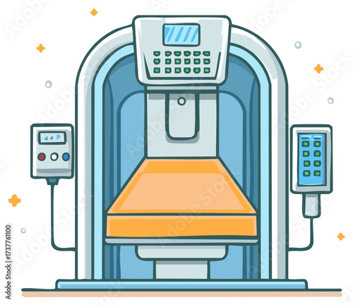 Modern Medical Scanning Equipment with Digital Controls and Display