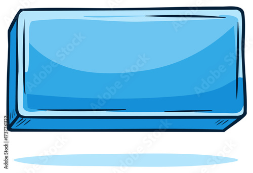 Simple blue soap bar with thick black outline and light blue shadow