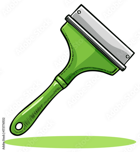 Green Cleaning Squeegee Tool Cartoon Vector Illustration