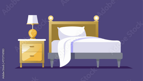 A guest bedroom with a simple white bedspread and a pop of glamour from a metallic throw pillow and a reflective gold bedside table.