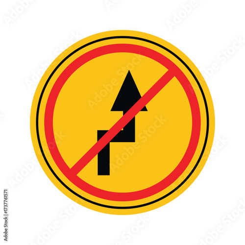Prohibition Sign for Turning Left with Red Circle and Arrow Symbol