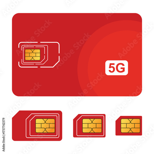 Mobile phone sim cards in various sizes 