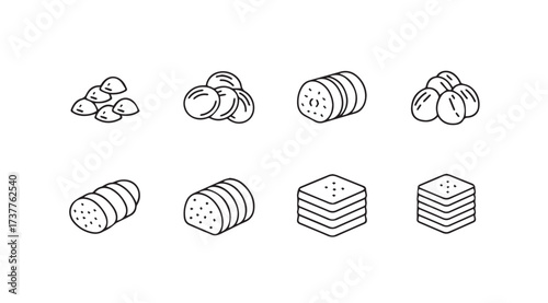 Vector art of meat and bread set